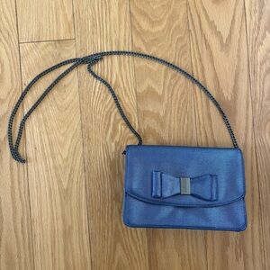 Ted Baker blue satin bow small purse